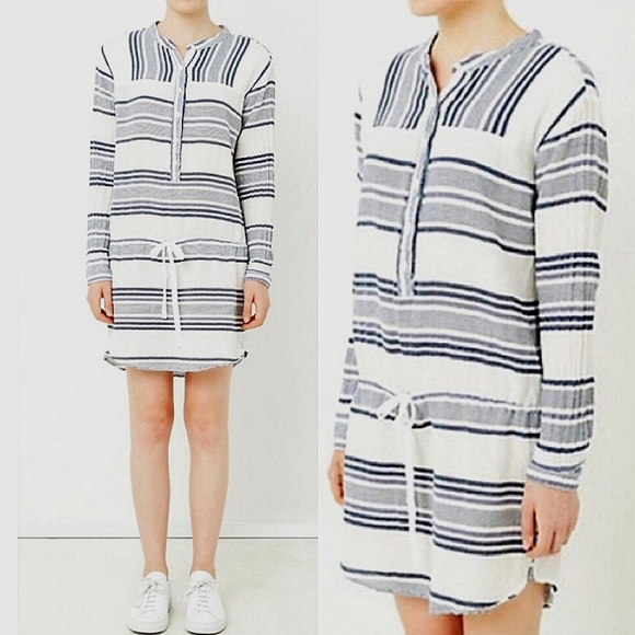 Xirena Emersyn Sorento Striped Beach Tunic Dress Women L Coastal Nautical Preppy - Picture 1 of 13